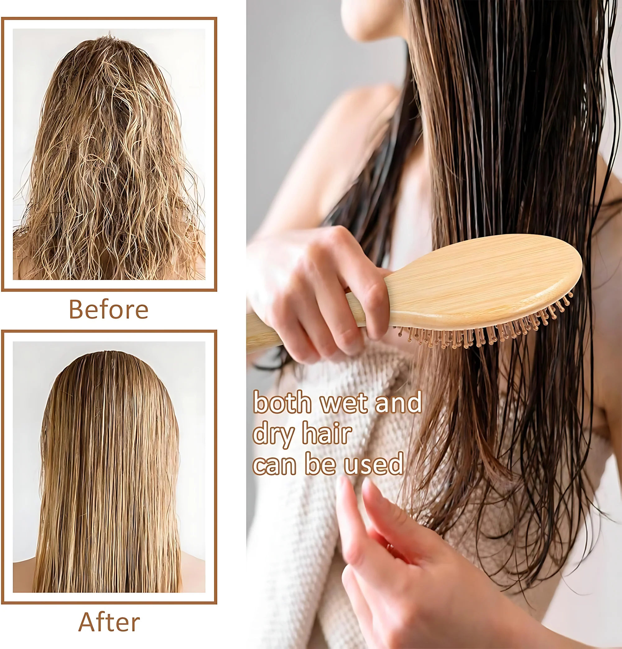 Wooden Paddle Hair Brush – Oval Shape - Image 7