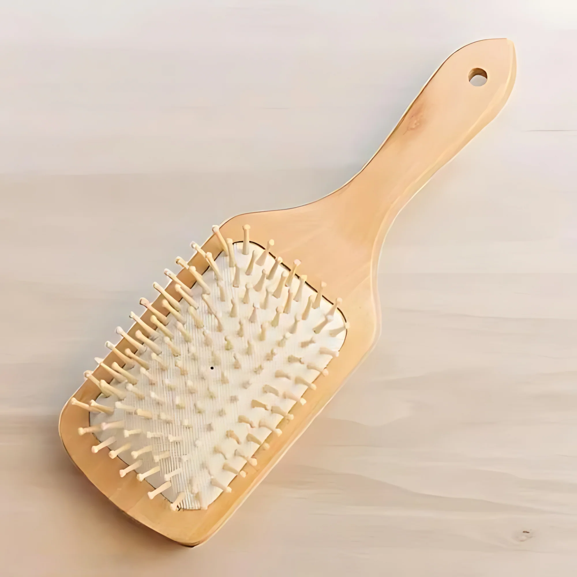 Wooden Paddle Hair Brush – Square White - Image 4