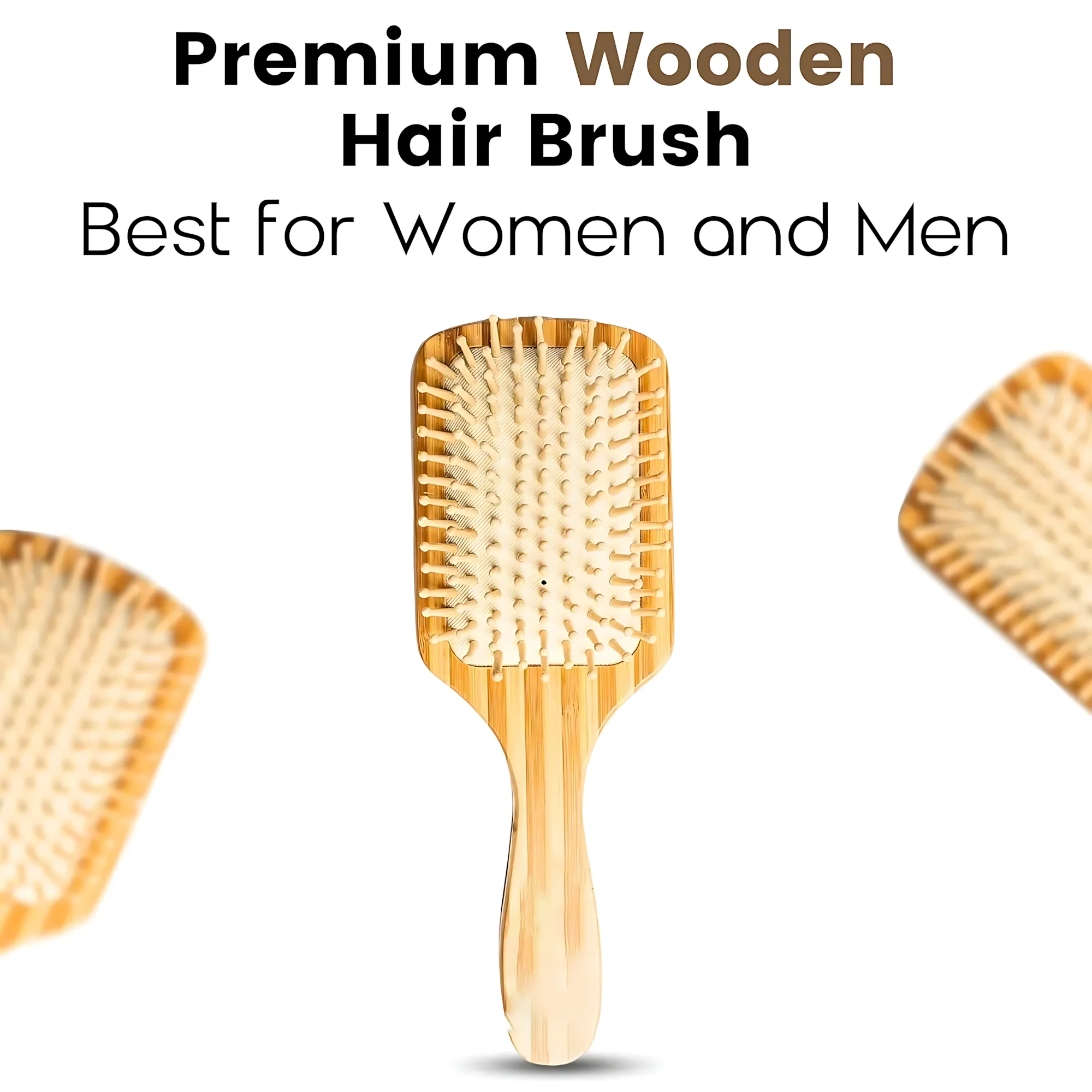Wooden Paddle Hair Brush – Square White - Image 8