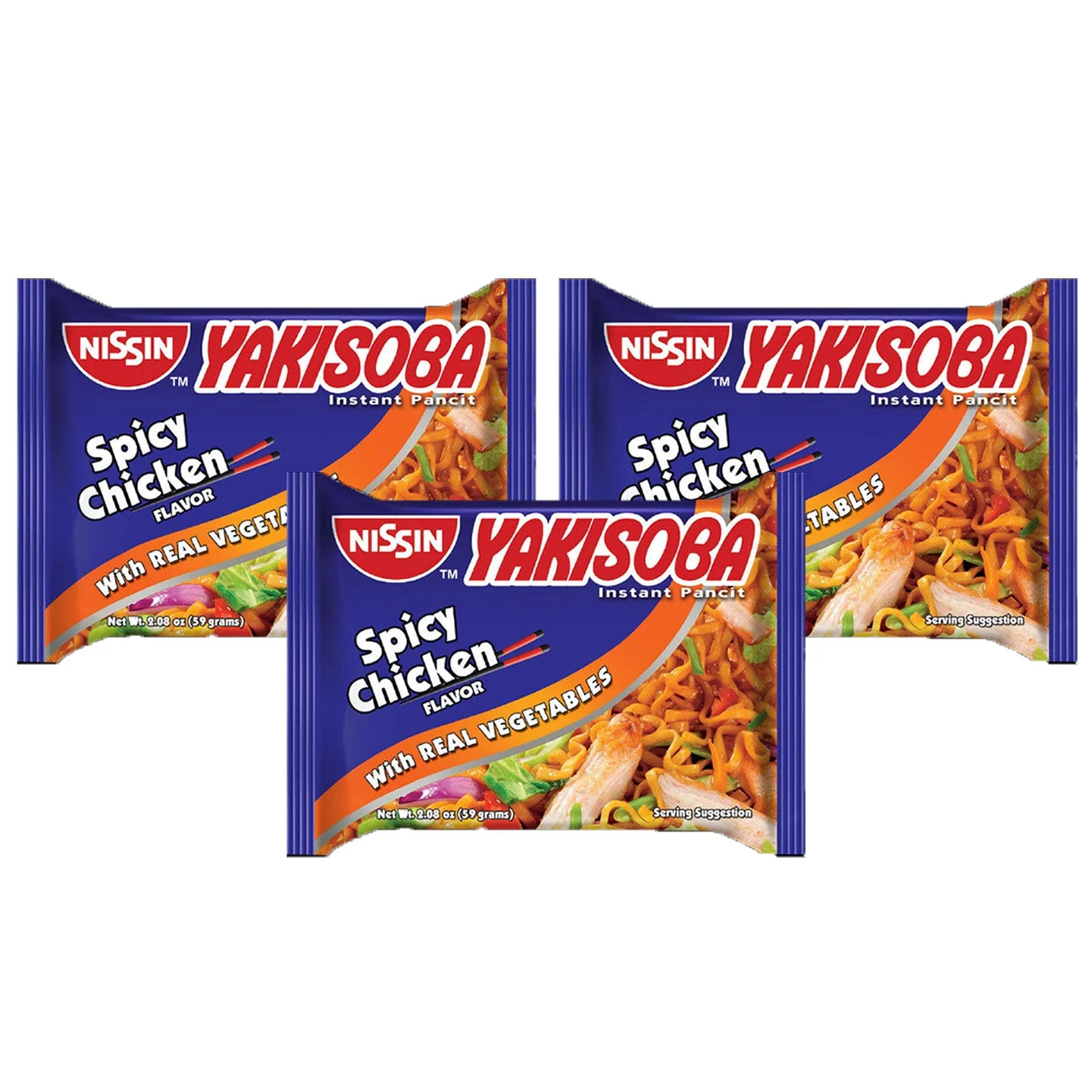 Yakisoba Instant Pancit Spicy Chicken Flavor 59g (2+1) Offer - Image 2