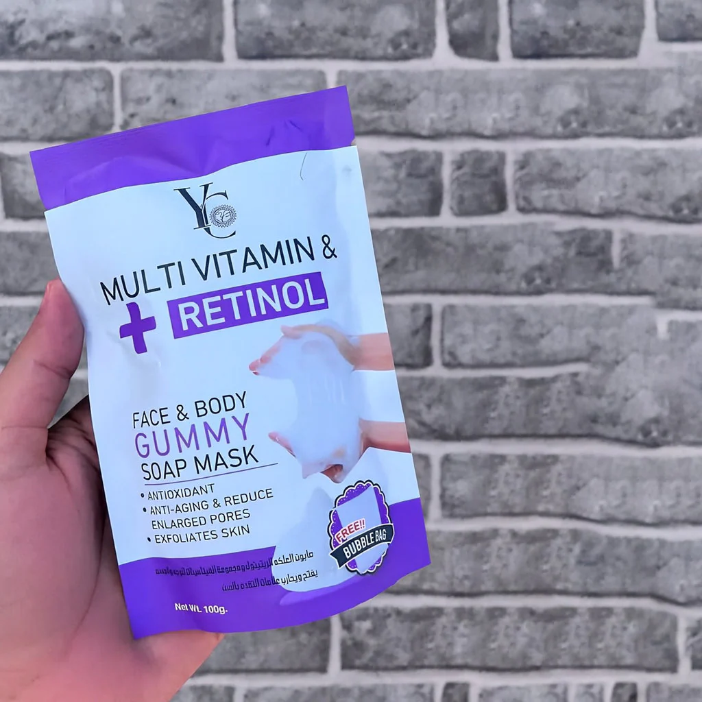 YC Multi Vitamin & Retinol Face & Body Gummy Soap Mask – 100g - Image 6