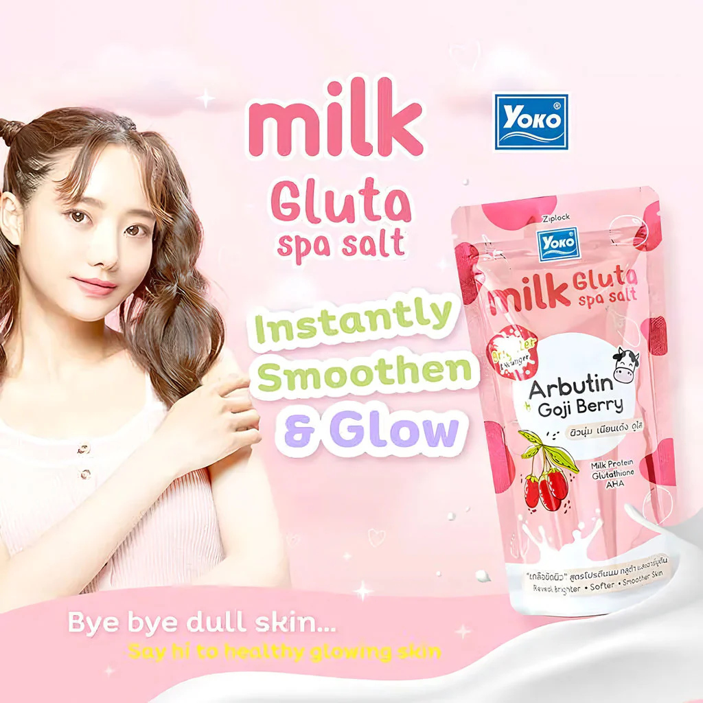 Yoko Milk Gluta Spa Salt + Arbutin with Goji Berry – 300g - Image 2