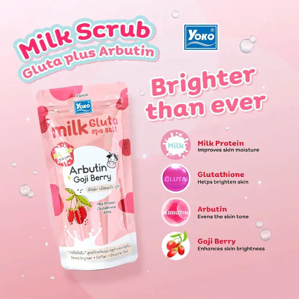 Yoko Milk Gluta Spa Salt + Arbutin with Goji Berry – 300g - Image 3