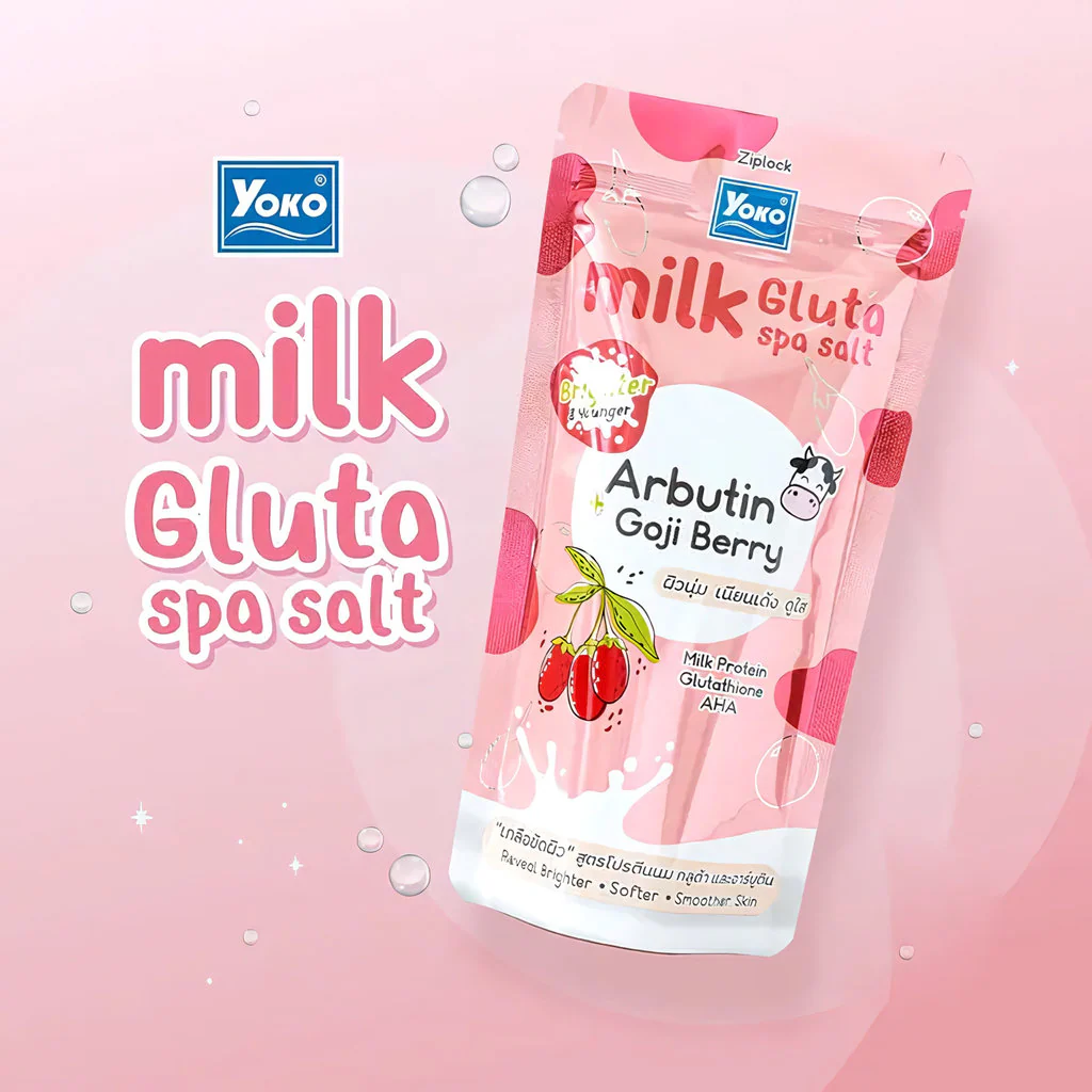 Yoko Milk Gluta Spa Salt + Arbutin with Goji Berry – 300g - Image 4