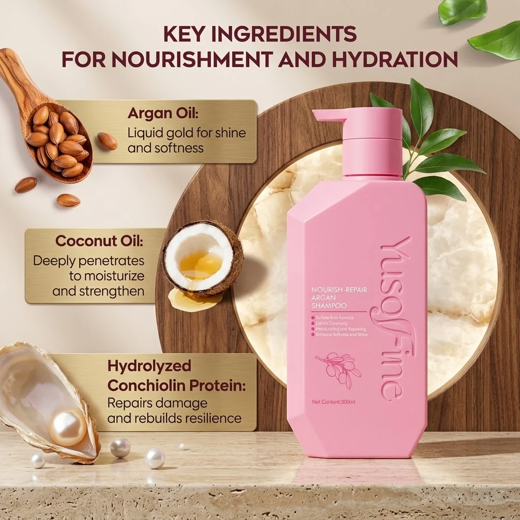 Yusofine Nourish-Repair Argan Shampoo (300ml) - Image 2